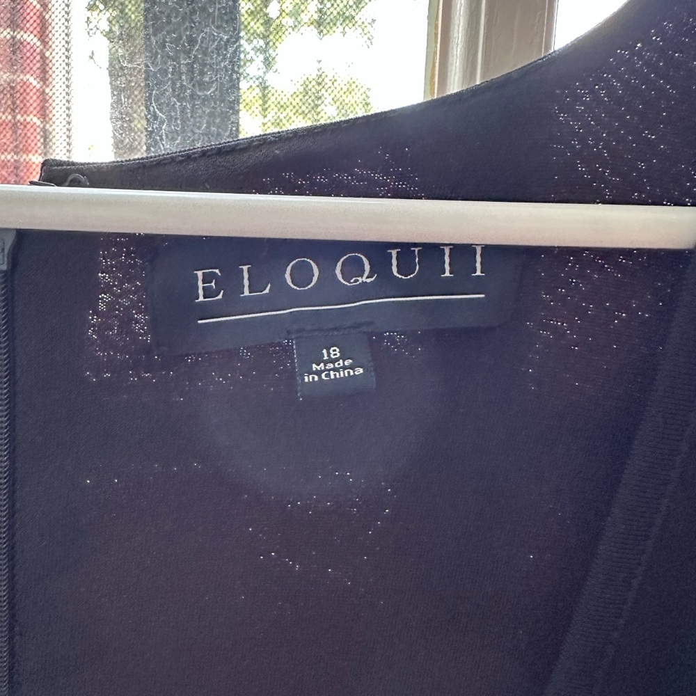 Eloquii Women's Black V-neck slit dress